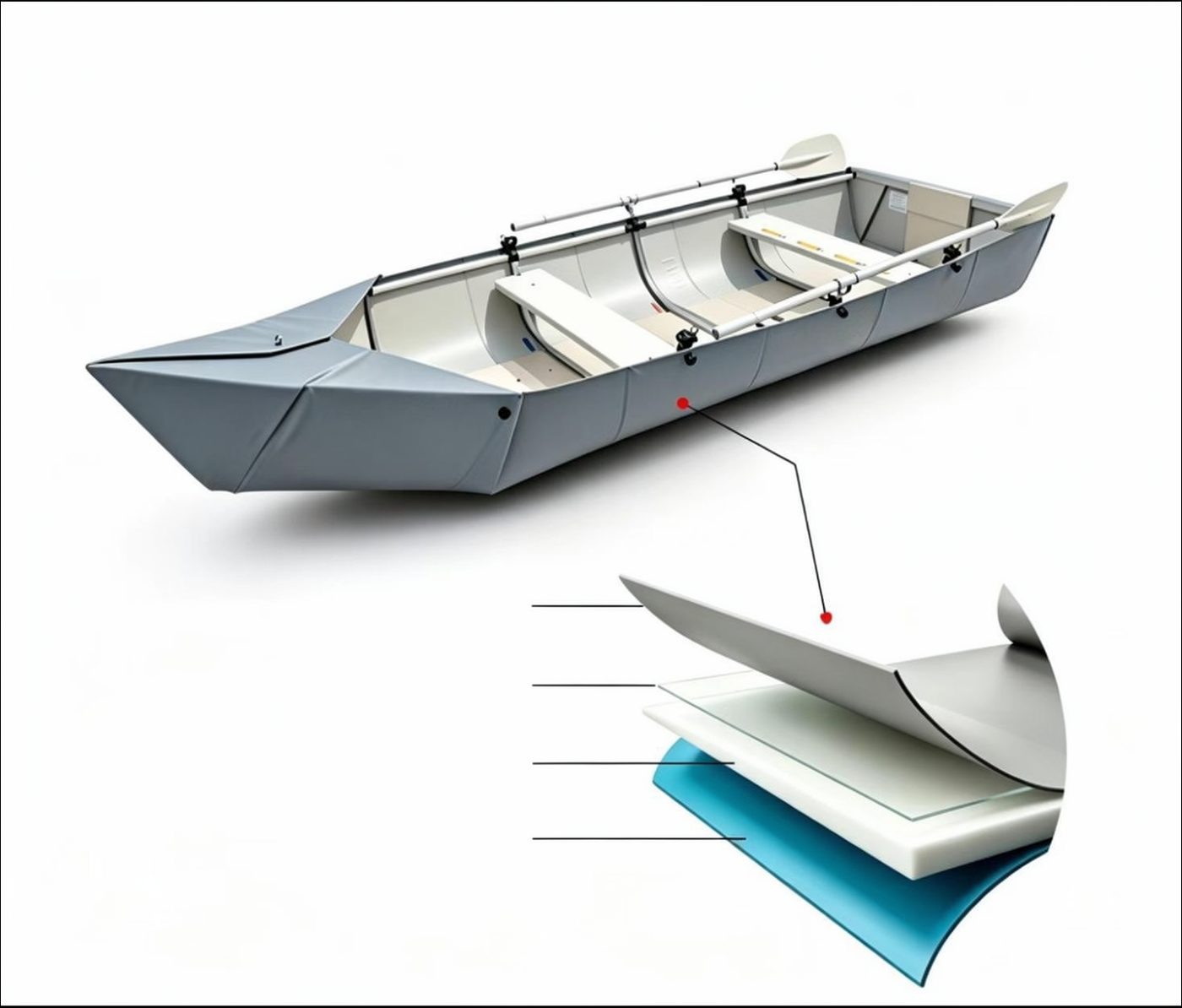 Four-layer hull panel